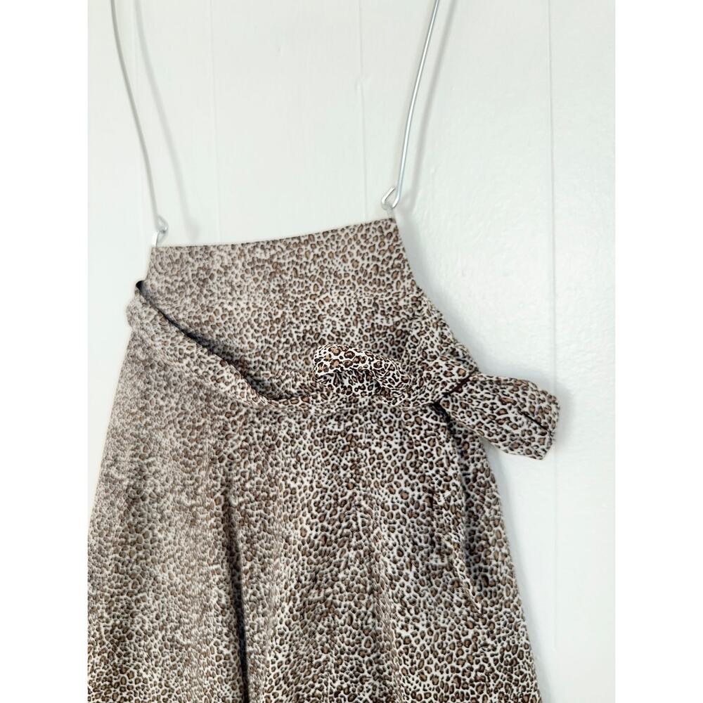 H&M Micro Leopard Print A-Line Skirt With Removable Belt Brown Size US 4 EUC - Picture 4 of 7